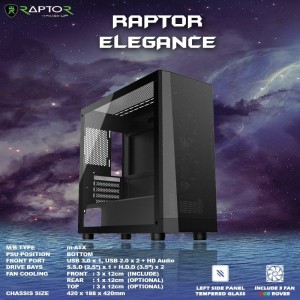 Casing Power Up Raptor Elegance - Hitam Free 3pcs Rainbow Fan