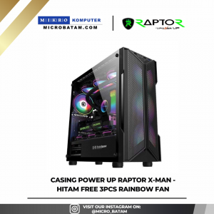 Casing Power Up Raptor X-MAN - Hitam Free 3pcs Rainbow Fan