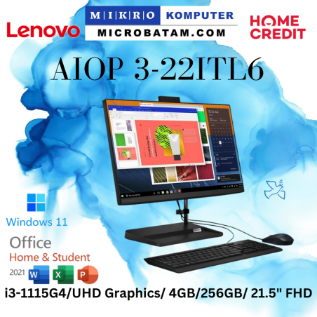 PC AIO LENOVO IDEACENTRE I3 22ITL6 BEID Core I3-1115G4 4GB 256GBBLACK