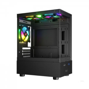 Casing Gamen GCS100 Gaming Case mATX Tempered Glass - BLACK Free 3pcs Rainbow Fan