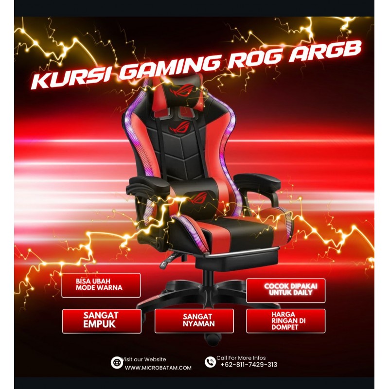 KURSI GAMING ROG RGB USB LIGHTING (RED/BLUE/BLACK/WHITE)
