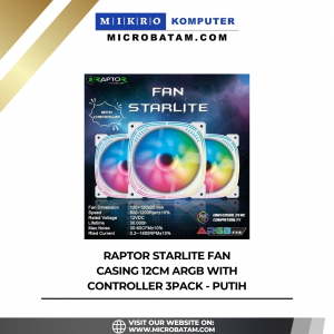 Raptor Starlite Fan Casing 12cm ARGB with Controller 3pack - Putih