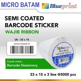 LABEL STICKER SCS SEMI COATED 33x15x3 Line @5000 pcs