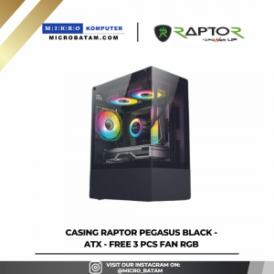 Casing Raptor Pegasus Black - ATX - FREE 3 PCS FAN RGB