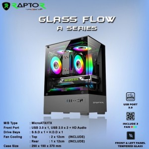 CASING RAPTOR GLASS FLOW A SERIES INCLUDE 3 FAN RGB BLACK