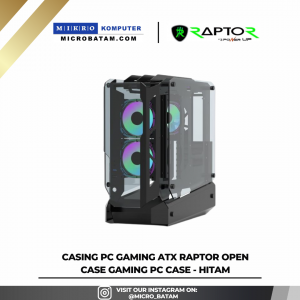 Casing PC Gaming ATX RAPTOR OPEN CASE Gaming PC Case - Hitam