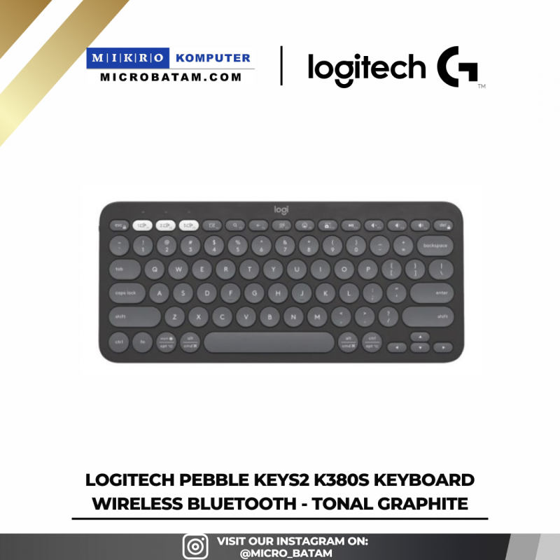 Logitech Pebble Keys2 K380s Keyboard Wireless Bluetooth - Tonal Graphite