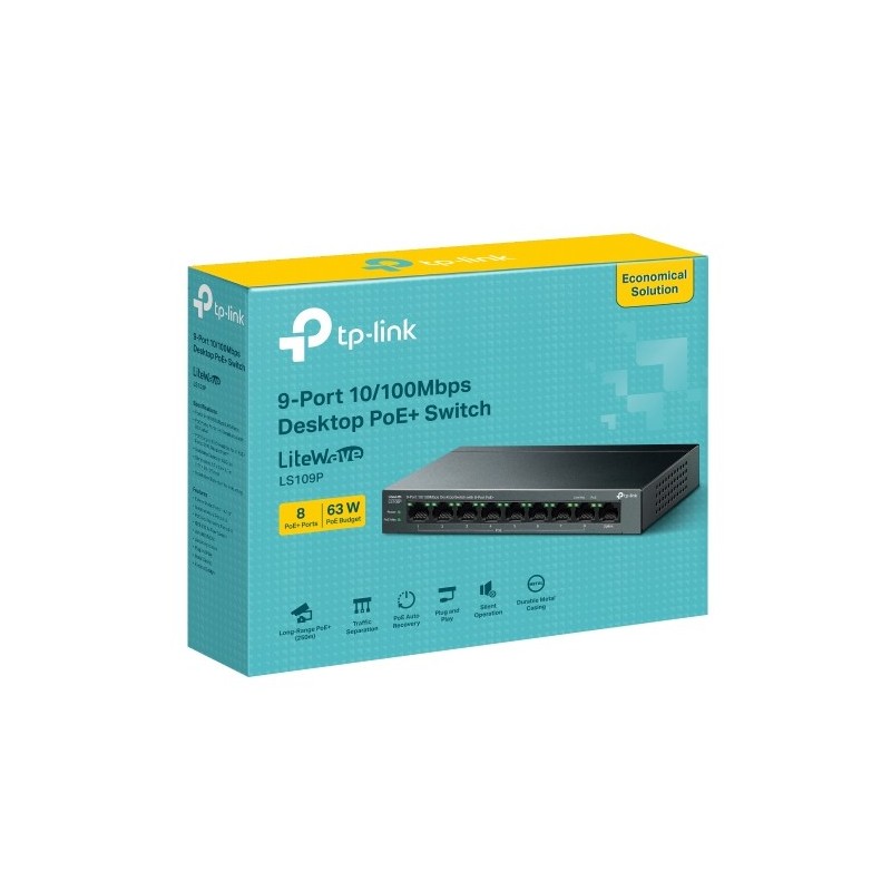 TPLINK SWITCH HUB TL-LS109P 8PORT POE+ LS109P TPLINK SWITCH HUB TL-LS109P 8PORT POE+ LS109P