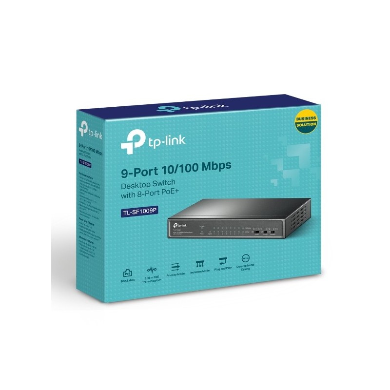 TP-Link TL-SF1009P 9-Port 10/100Mbps Desktop Switch with 8-Port PoE+ TP-Link TL-SF1009P 9-Port 10/100Mbps Desktop Switch with 8-Port PoE+