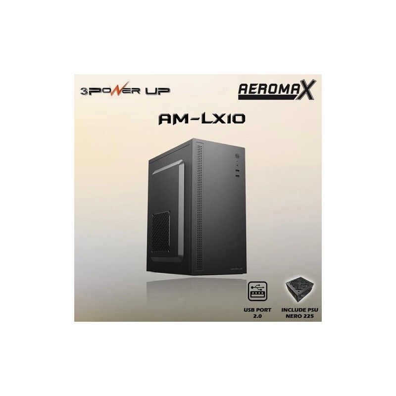 Casing Power Up Aeromax AM-LX10 - mATX - Include PSU Nero 225 500W Casing Power Up Aeromax AM-LX10 - mATX - Include PSU Nero 225 500W