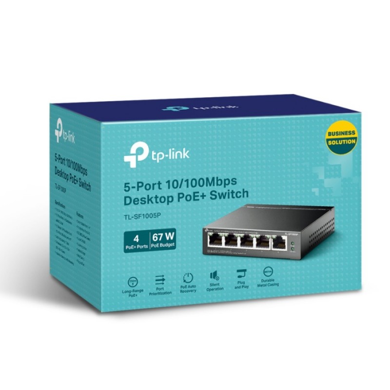 TP- Link TL-SF1005P 5-Port 10/100Mbps Desktop Switch with 4-Port PoE+ TP- Link TL-SF1005P 5-Port 10/100Mbps Desktop Switch with 4-Port PoE+