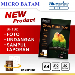 Kertas Foto Glossy Photo Paper BLUEPRINT Lite A4 10R 210 Micron - Burung