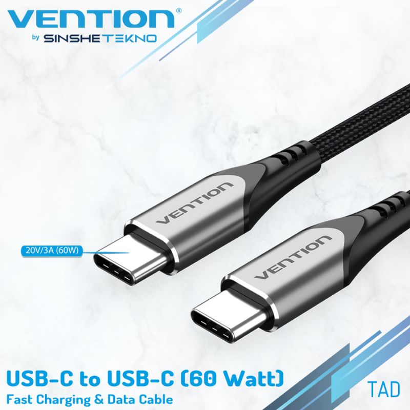 Vention COTBG USB 2.0 C Male to C Male 5A Cable 0.5M Black PVC Type