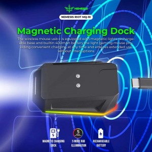 NYK NEMESIS RIOT MQ-10 Dual Wireless Charging Dock Gaming Mouse