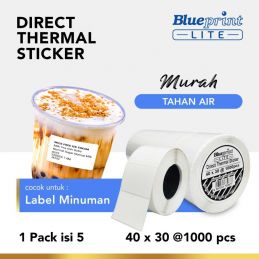 Direct Thermal Stiker 40 x 30 BLUEPRINT Lite 40x30 mm 1 Roll isi 1000