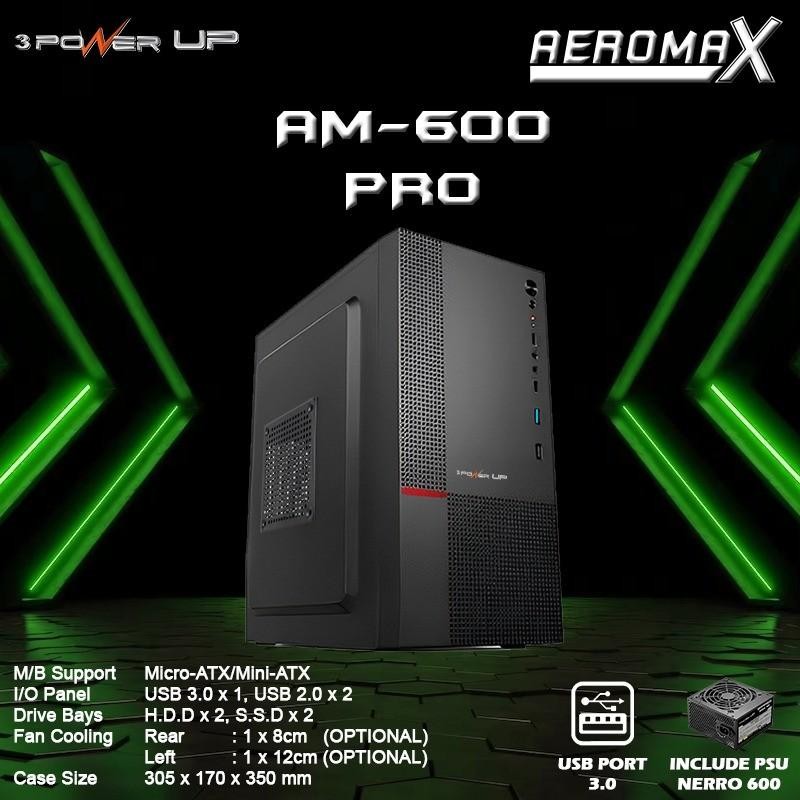Power Up Aeromax 600 Pro + PSU 600W - Case Power Up Aeromax 600 Pro + PSU 600W - Case