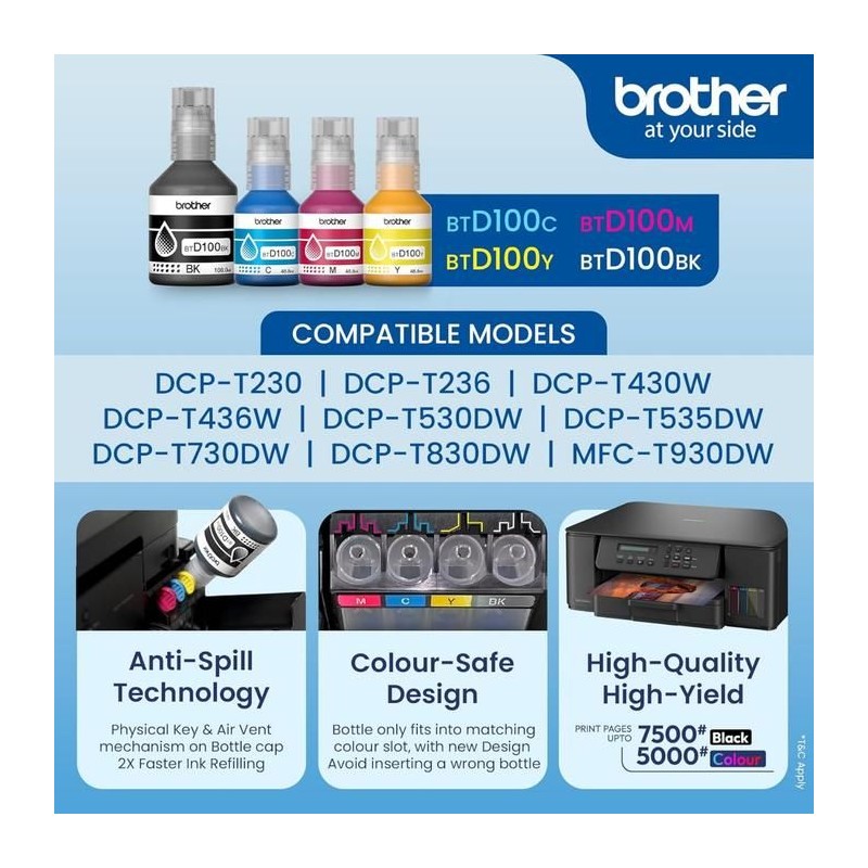 Tinta BROTHER BTD100 C.M,Y