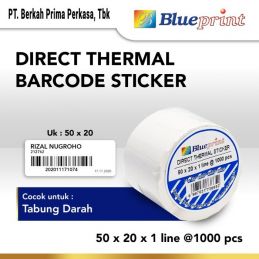 Direct Thermal Sticker / Label BLUEPRINT 50x20 mm 1 Line Isi 1000